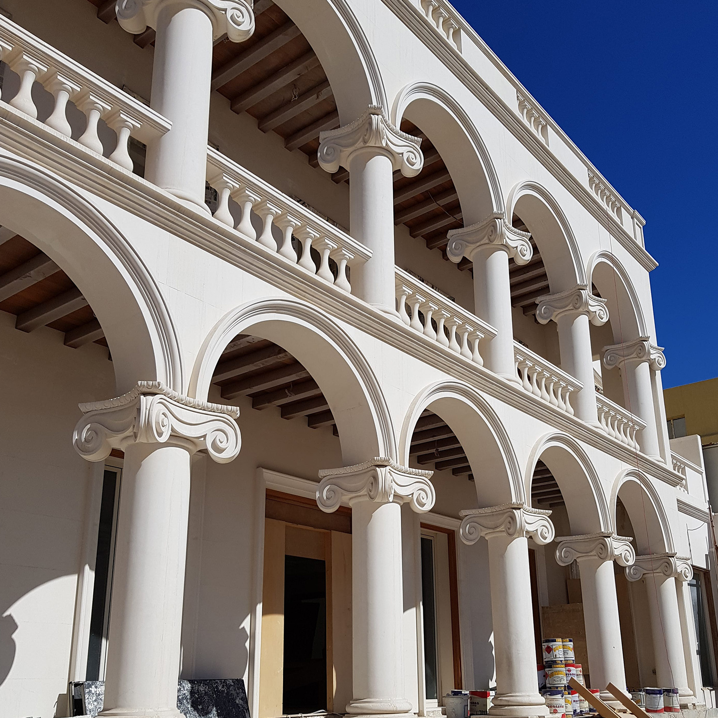 Handcrafted Indiana limestone Corinthian columns, custom fabricated by Tulip Limestone · Precast, Brampton Ontario
