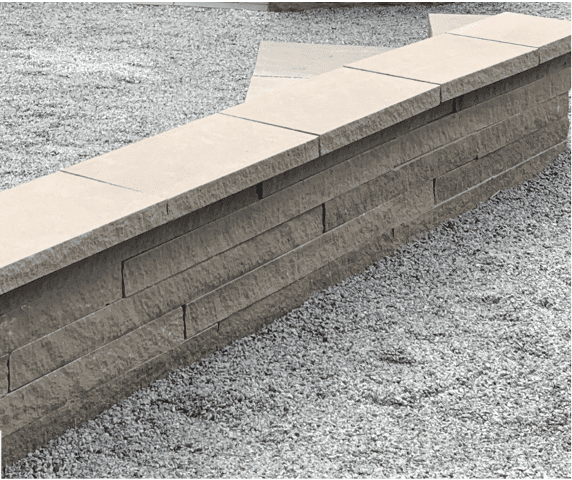 Indiana limestone wall caps on garden wall, Tulip Precast