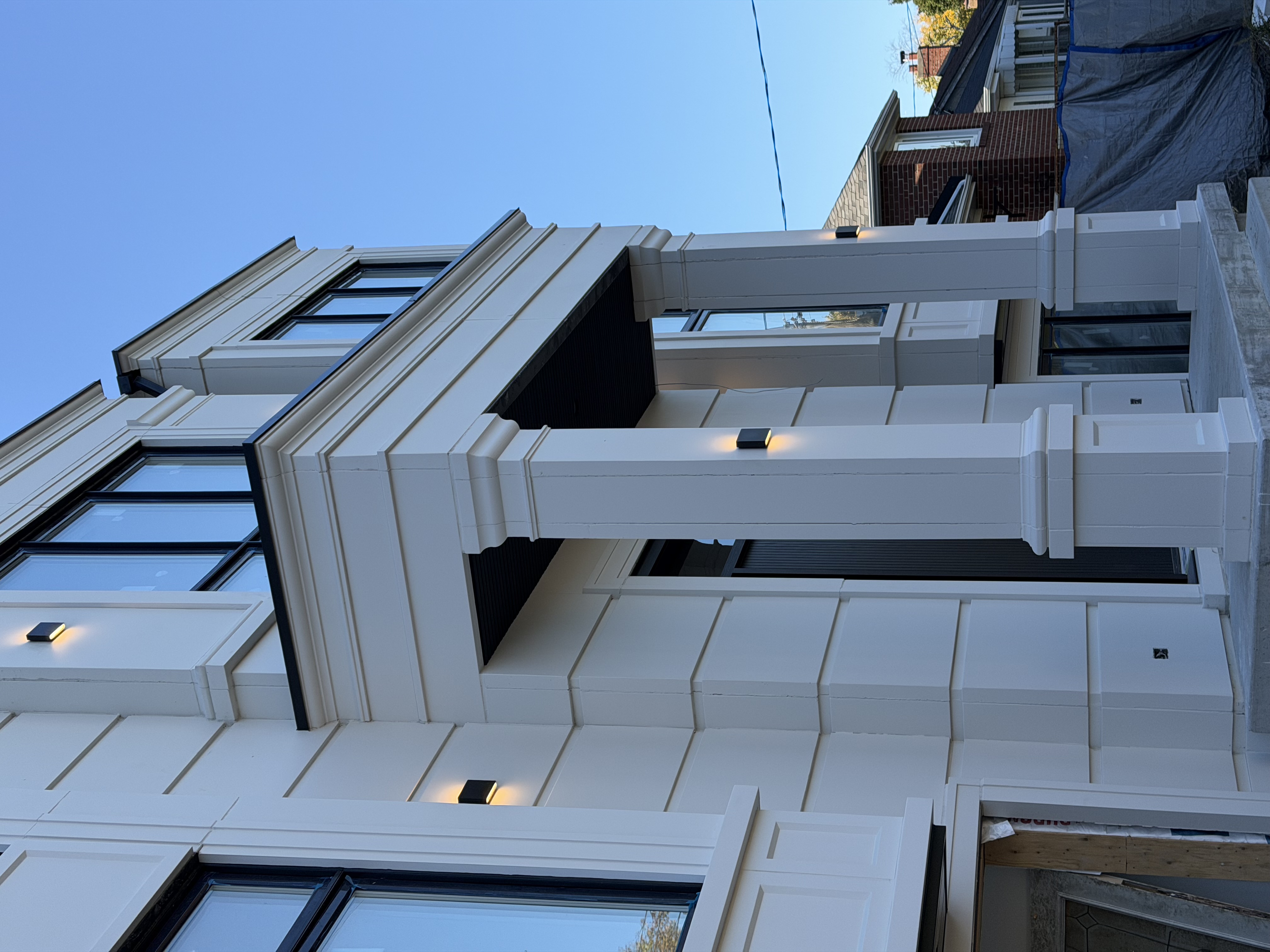 Indiana limestone column residential entrance, Mississauga